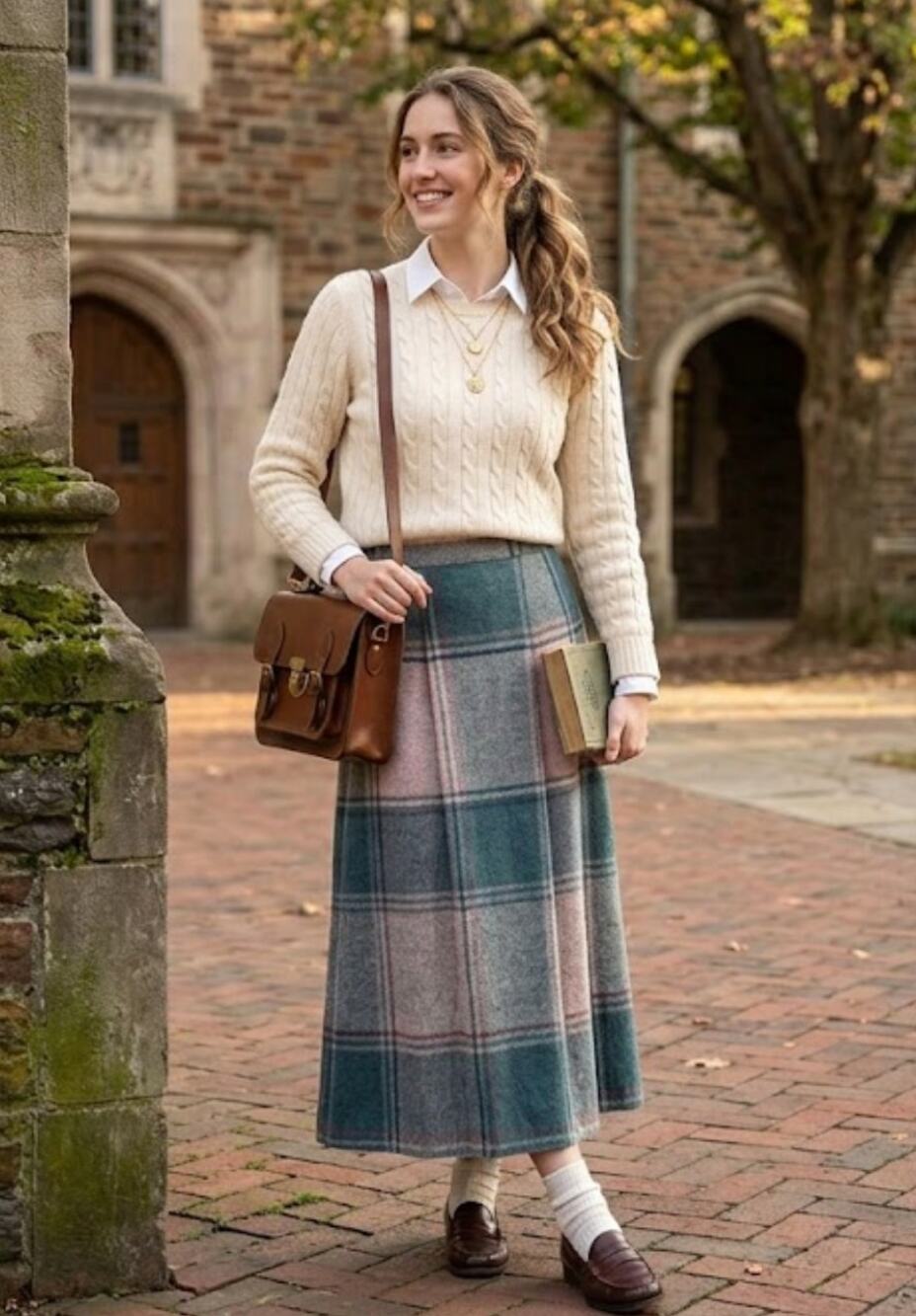 Alan Paine Wool Plaid Midi Skirt Scottish Tweed Preppy Size 12